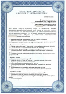 Приложение к свидетельству о допуске к строительным работам Сергиев Посад СРО в строительстве